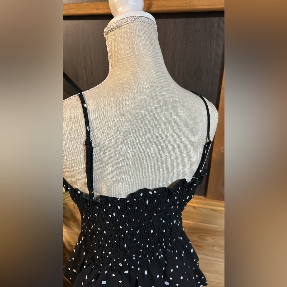 She and Sky black dress adorned with delicate white polka dots, size M - Picture 11 of 11